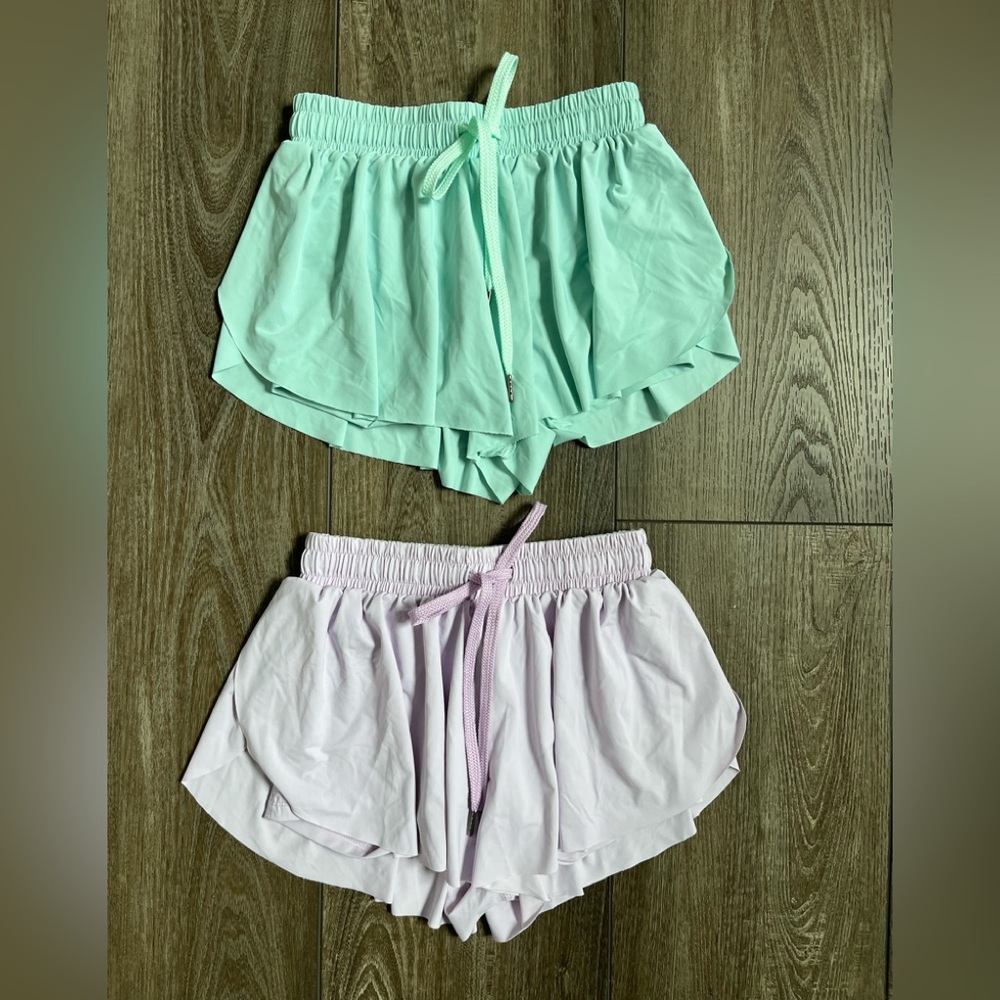 Girls Mint and Lavender Butterfly Shorts